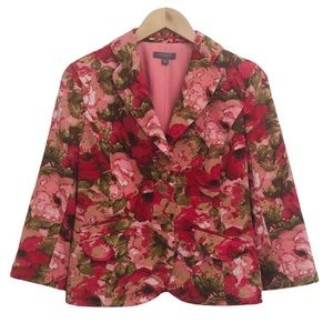 Ann Taylor Petites Women’s Size 10P Pink Floral Rose Blazer
